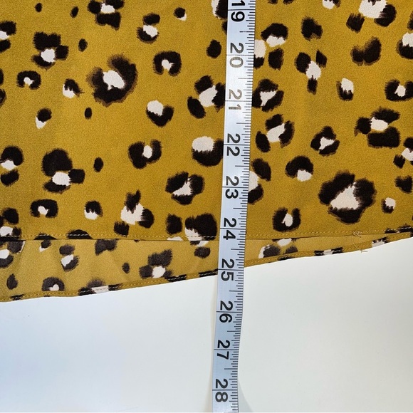 Zara Basic Mustard Yellow & Black Leopard Print Ruffle Blouse Medium Women’s - Picture 8 of 11